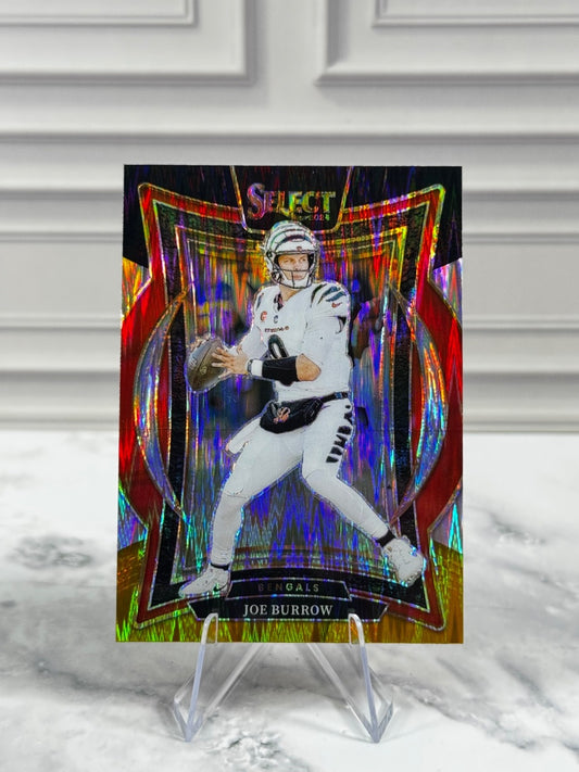 2024 Panini Select - Concourse Joe Burrow #39 Red & Yellow Shock Prizm