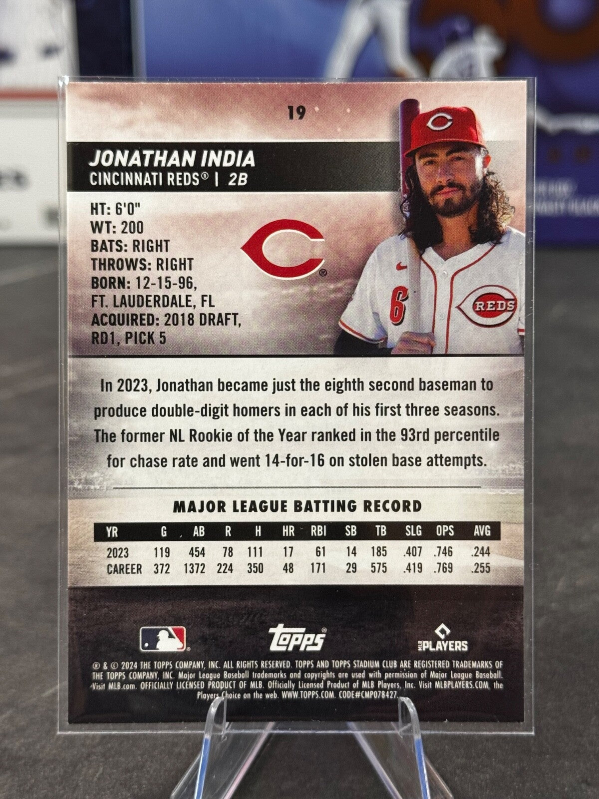 2024 Topps Stadium Club - Jonathan India #19 Red Foil