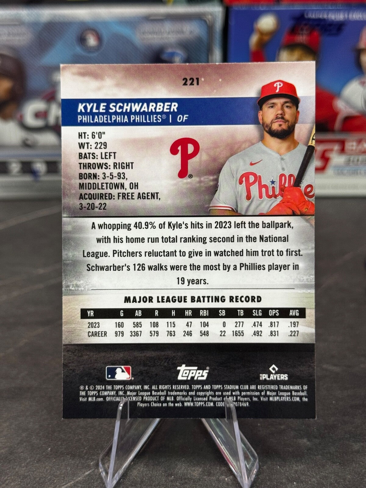 2024 Topps Stadium Club - Kyle Schwarber #221 Chrome