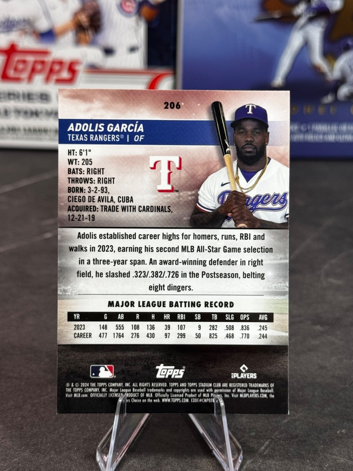 2024 Topps Stadium Club - Adolis Garcia #206 Green Chrome