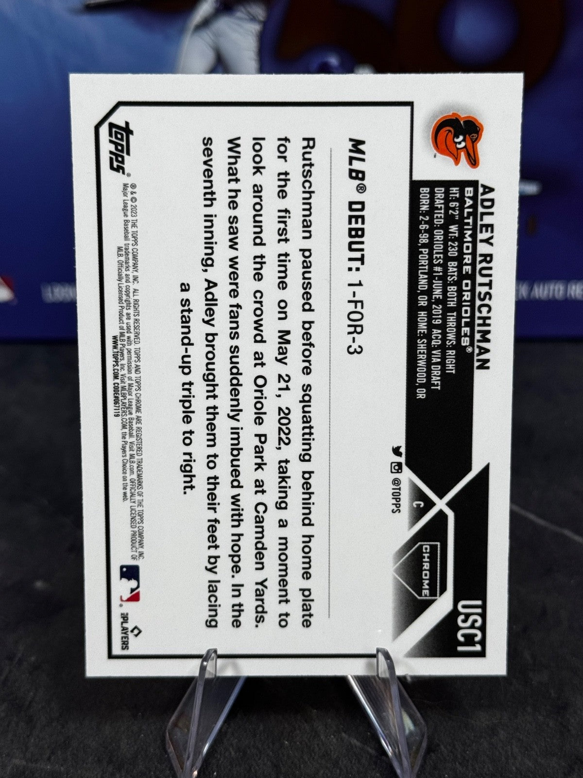 2023 Topps Chrome - Rookie Debut Adley Rutschman #USC1 Refractor (RC)