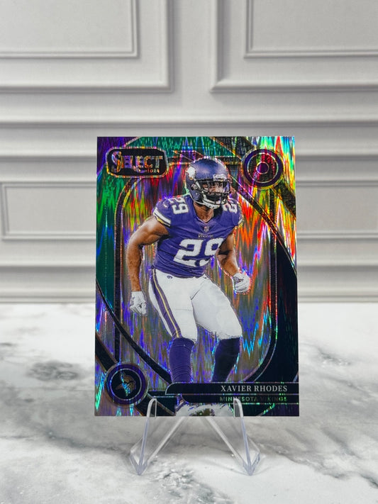 2024 Panini Select - Club Level Xavier Rhodes #201 Red & Yellow Shock Prizm