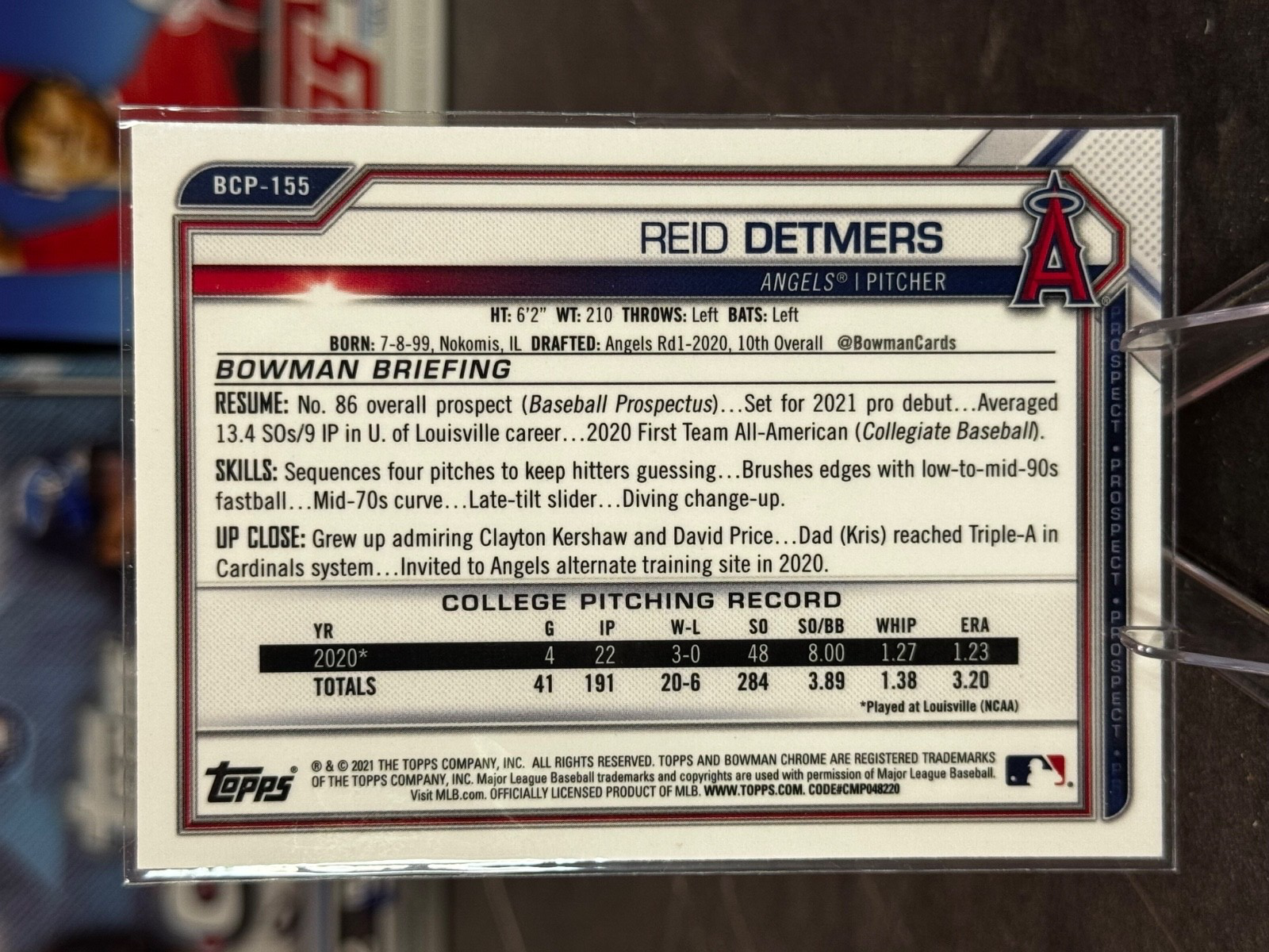 2021 Bowman Chrome - Reid Detmers Mojo Refractor #BCP-155