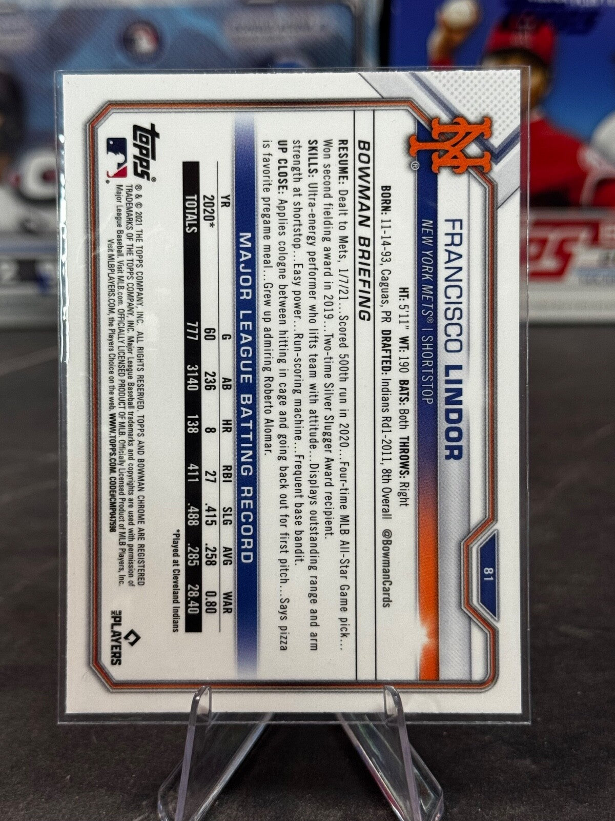 2021 Bowman Chrome - Francisco Lindor #81