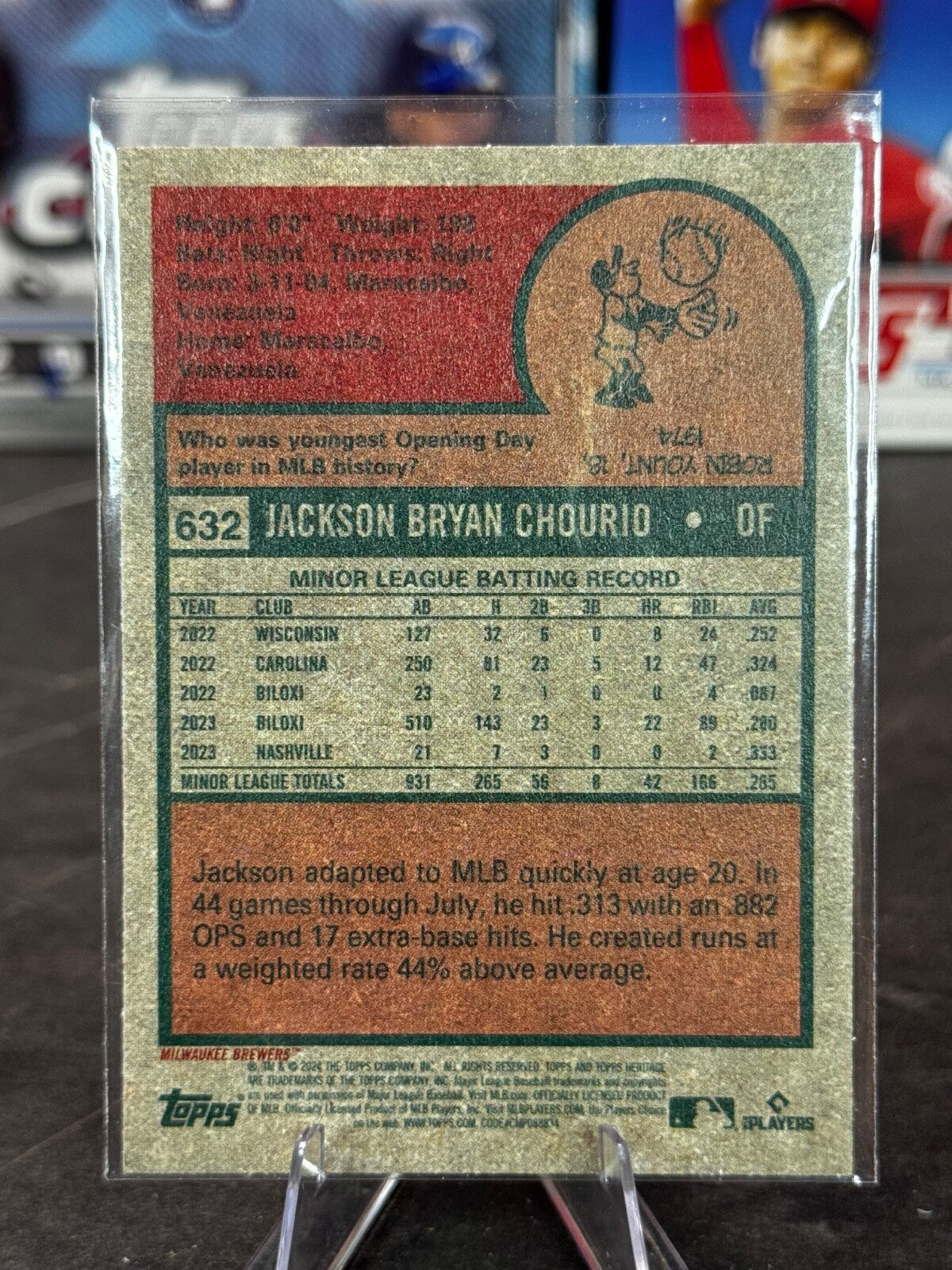 2024 Topps Heritage High Number - Jackson Chourio #632 (RC)