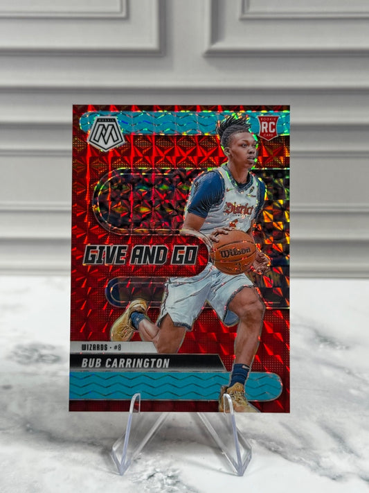 2024-25 Panini Mosaic - Bub Carrington Give & Go Red/Blue Flourescent /30 (RC)