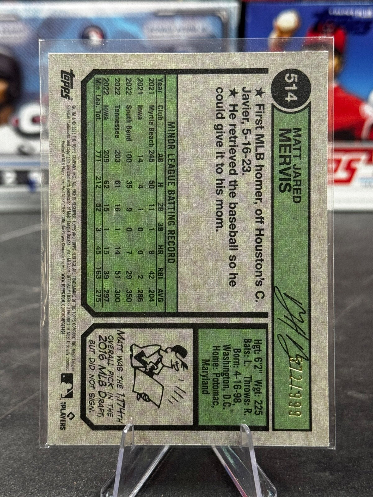 2023 Topps Heritage High Number - Matt Mervis #514 (RC)