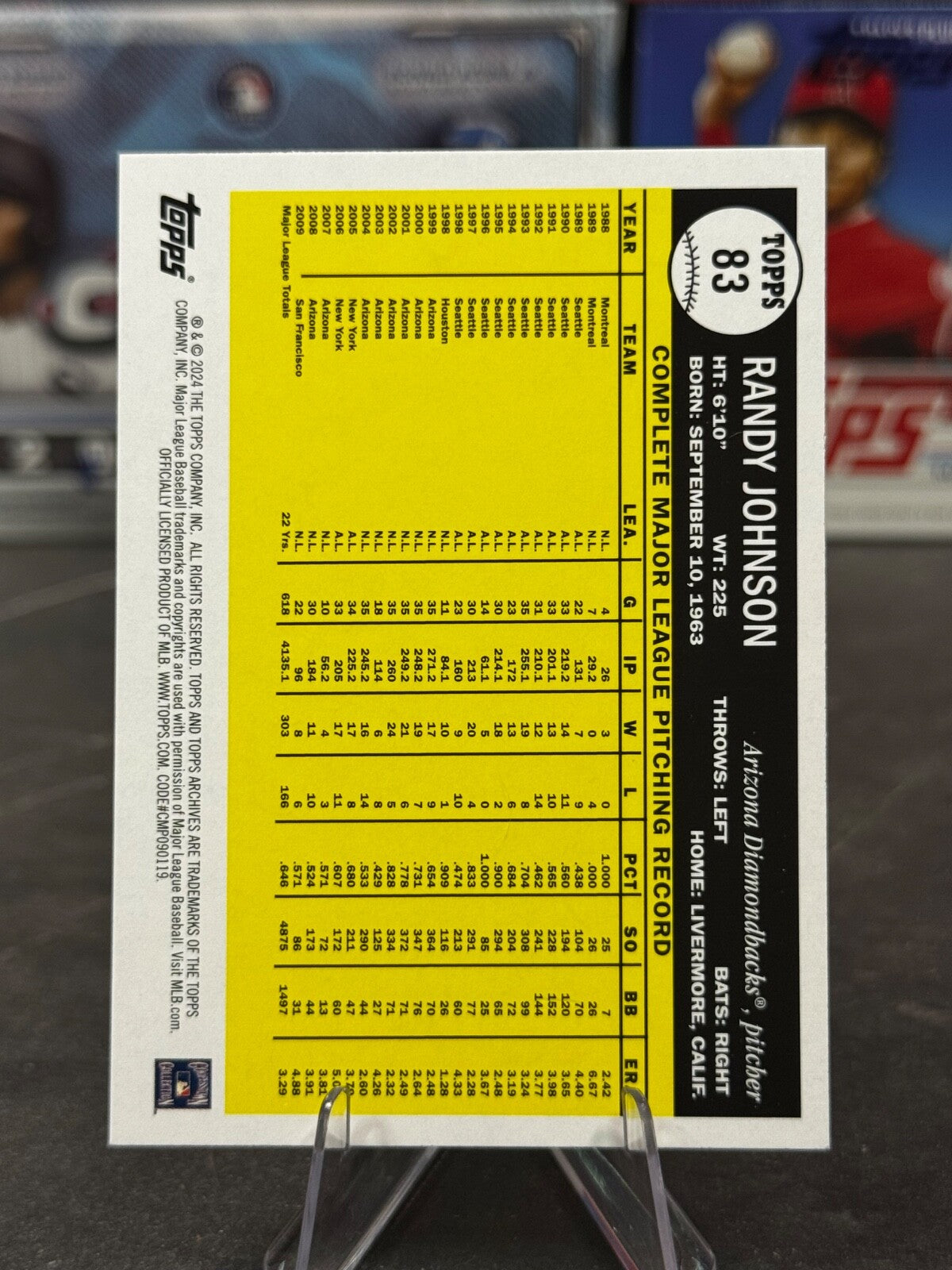 2024 Topps Archives - 1961 Topps Randy Johnson #83 Black Foilboard