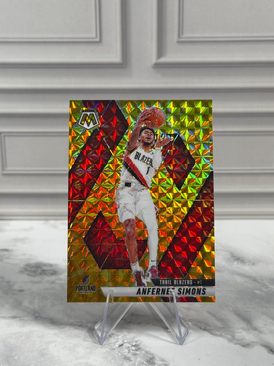 2024-25 Panini Mosaic - Anfernee Simons #39 Reactive Yellow Mosaic Prizm