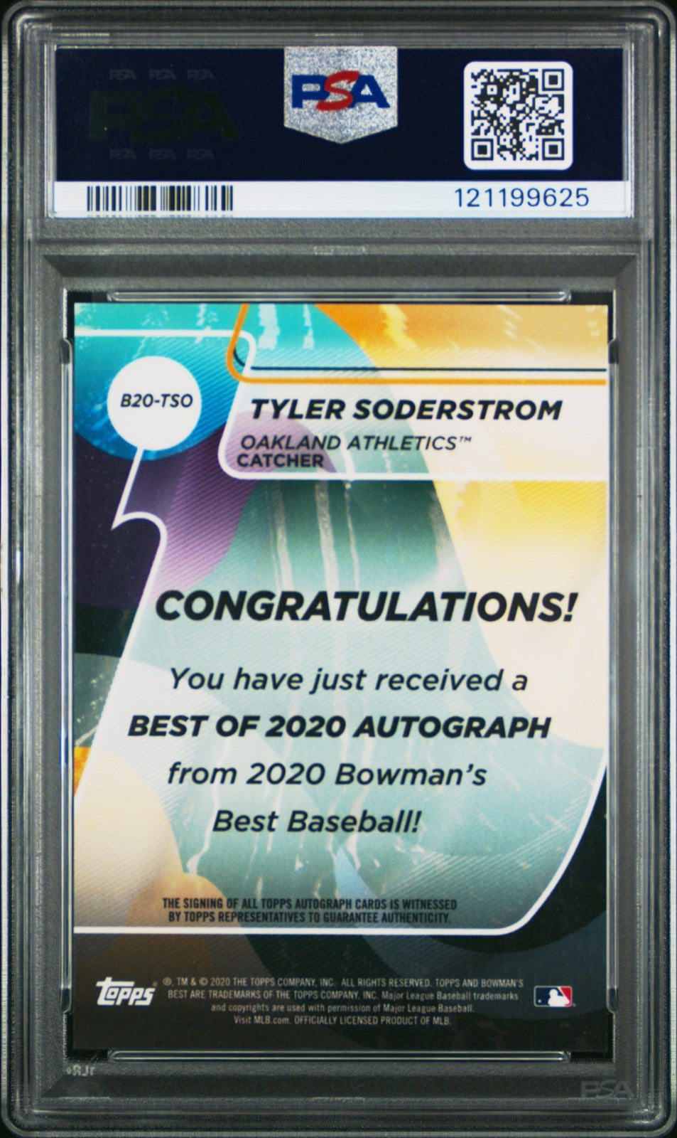 2020 Bowman's Best Tyler Soderstrom Auto Refractor #B20-TSO PSA 10