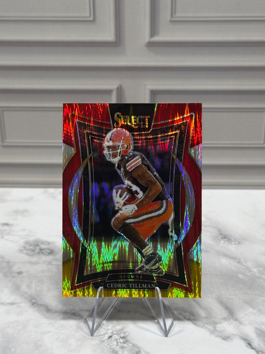 2024 Panini Select - Concourse Cedric Tillman #17 Red & Yellow Shock Prizm