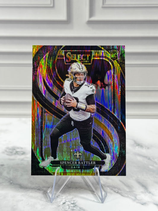 2024 Panini Select - Premier Level Spencer Rattler #130 Black & Red Shock (RC)
