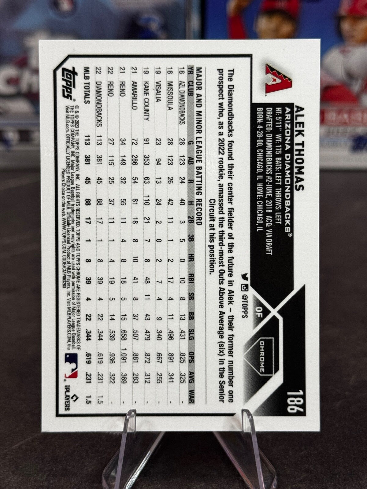 2023 Topps Chrome - Alek Thomas #186 Yellow Logofractor /75