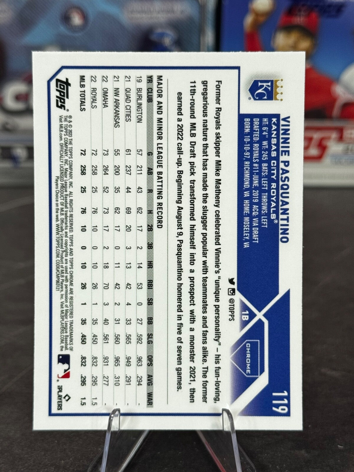2023 Topps Chrome - Vinnie Pasquantino Rookie #119 (RC)