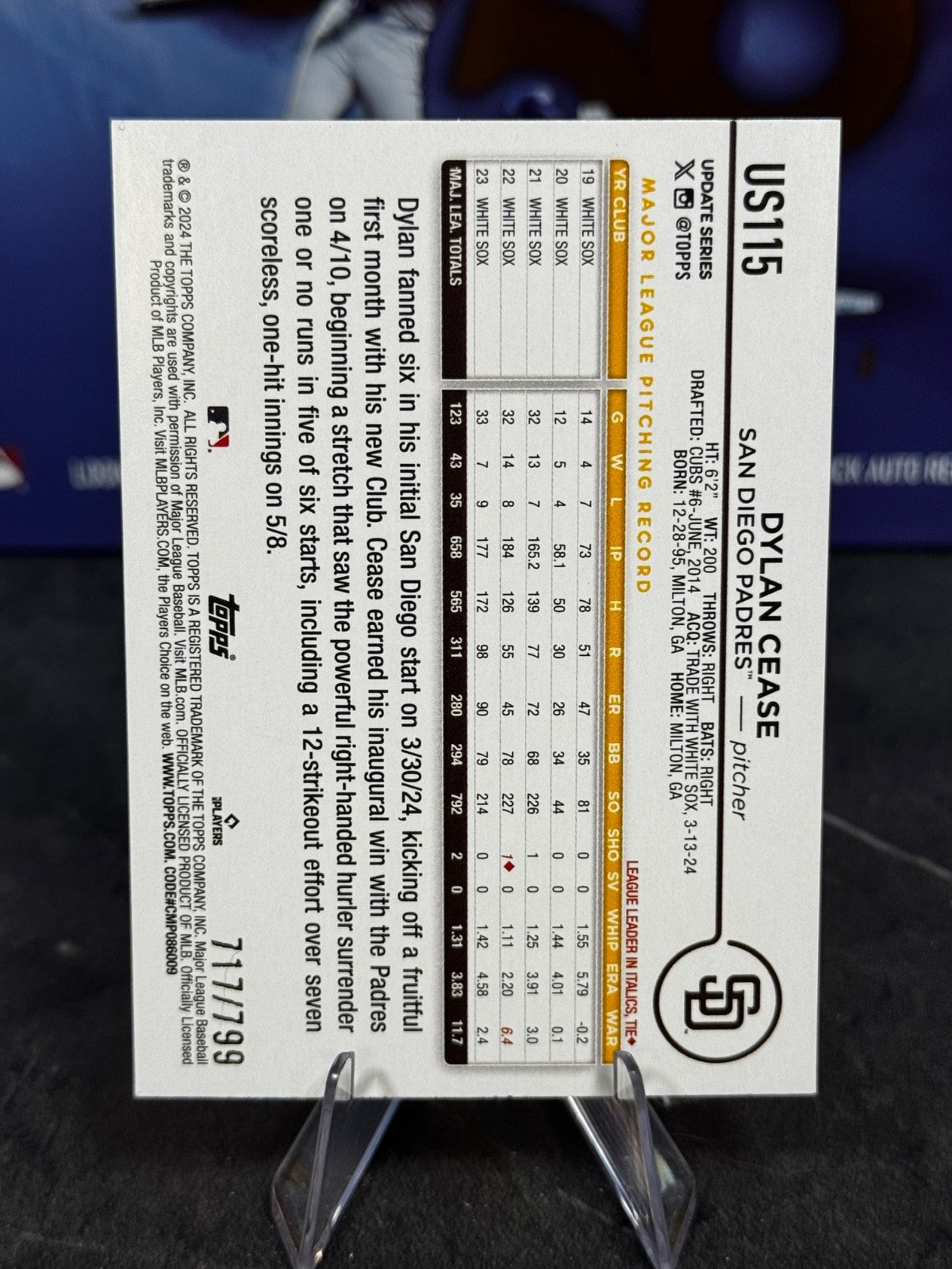 2024 Topps Update Series - Dylan Cease #US115 Purple Holo Foilboard /799