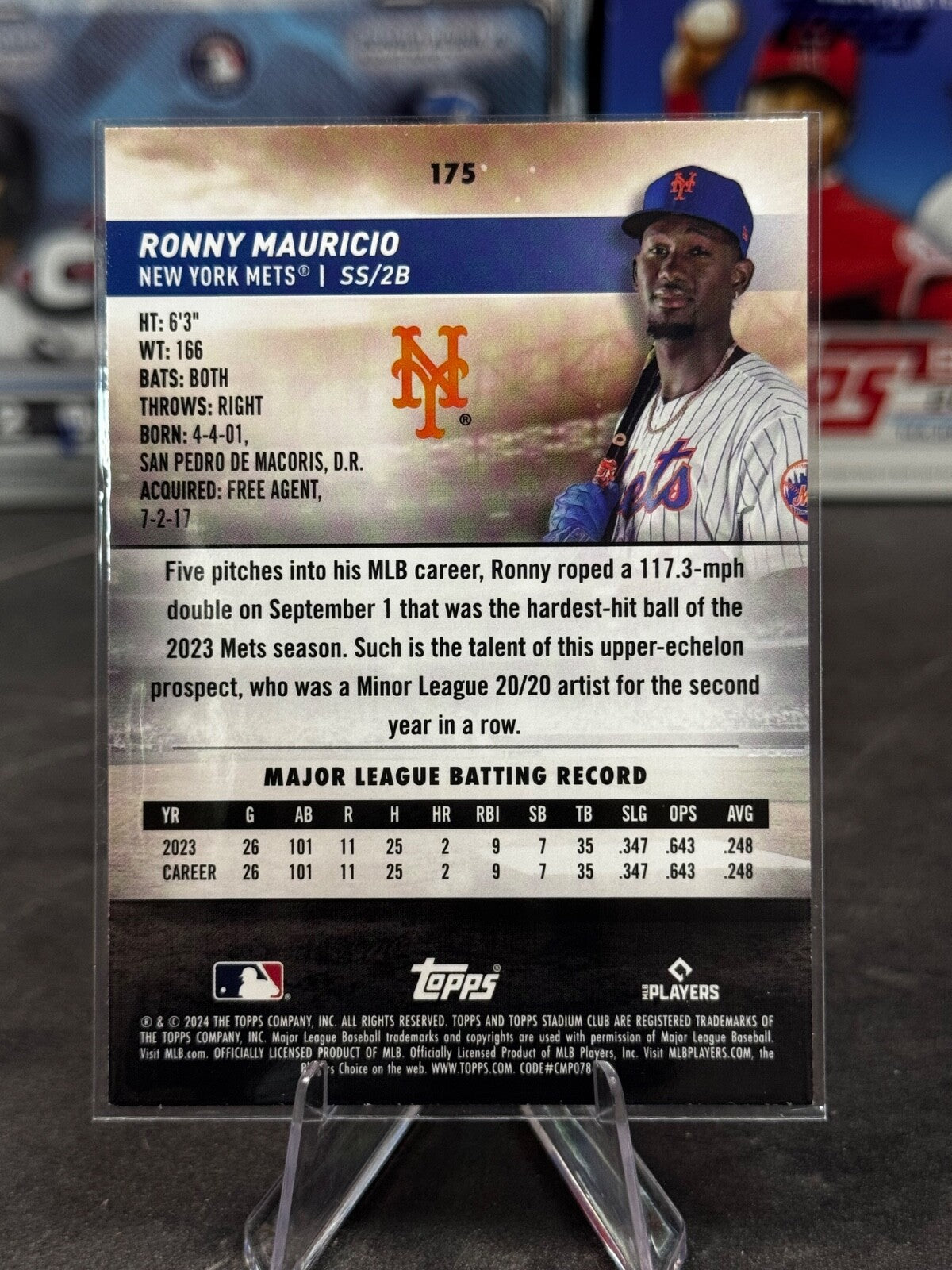 2024 Topps Stadium Club - Ronny Mauricio #175 (RC)