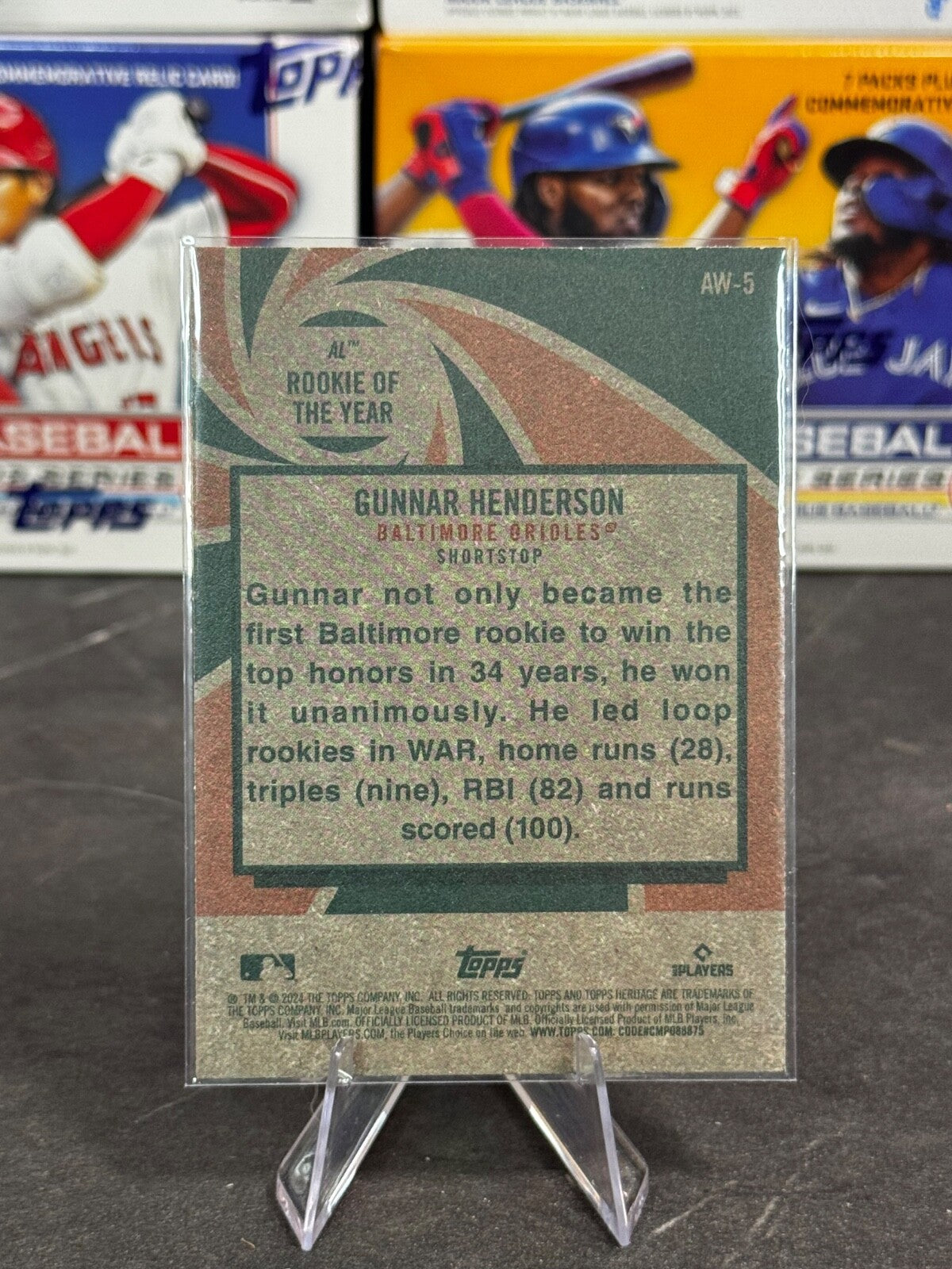 Topps Heritage High Number - ROY Winner Gunnar Henderson #AW-5