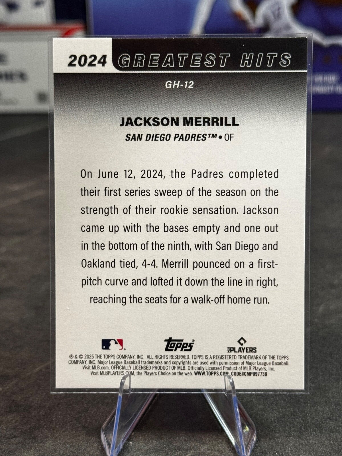 2025 Topps Series 1 - 2024 Greatest Hits Jackson Merrill #GH-12