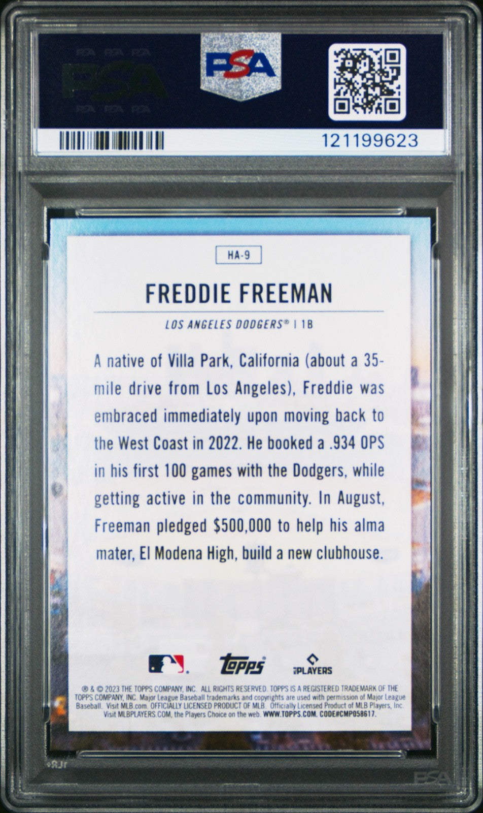 2023 TOPPS HOME FIELD ADVANTAGE #HA9 FREDDIE FREEMAN PSA 9