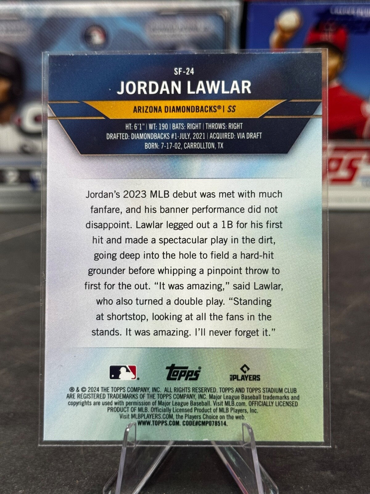 2024 Topps Stadium Club - Special Forces Jordan Lawlar #SF-24 (RC)