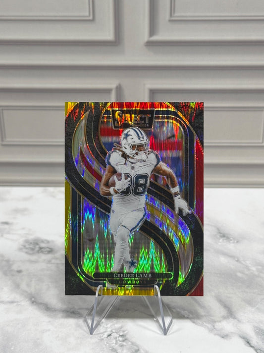 2024 Panini Select - Premier Level CeeDee Lamb #135 Red & Yellow Shock Prizm