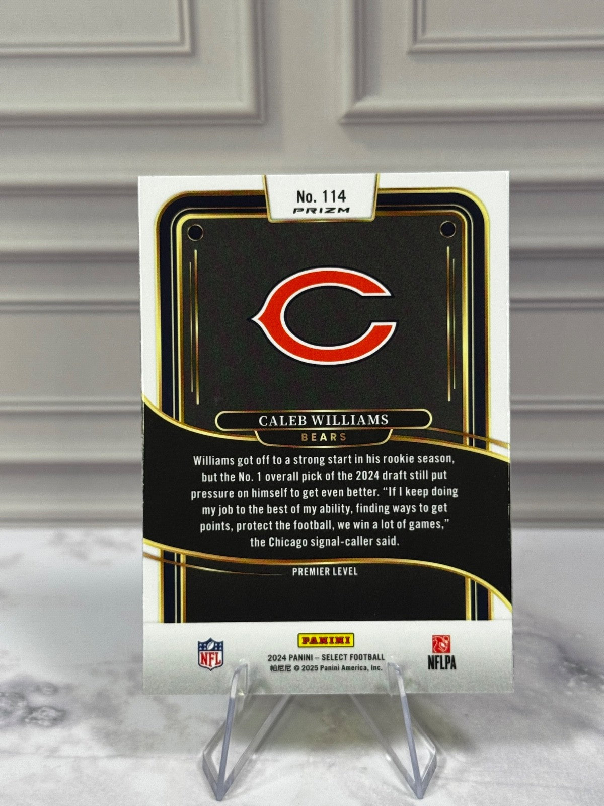 2024 Panini Select - Premier Caleb Williams #114 Red & Yellow Shock Prizm (RC)