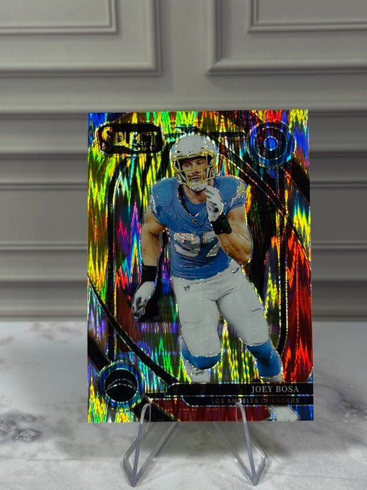 2024 Panini Select - Club Level Joey Bosa Red & Yellow Shock Prizm #270 Chargers