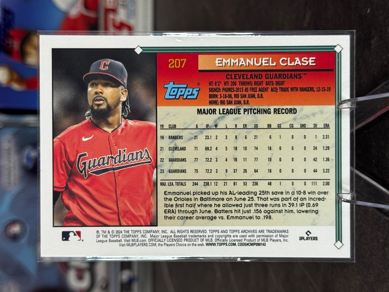 2024 Topps Archives - 1994 Topps Emmanuel Clase #207 Black Foil