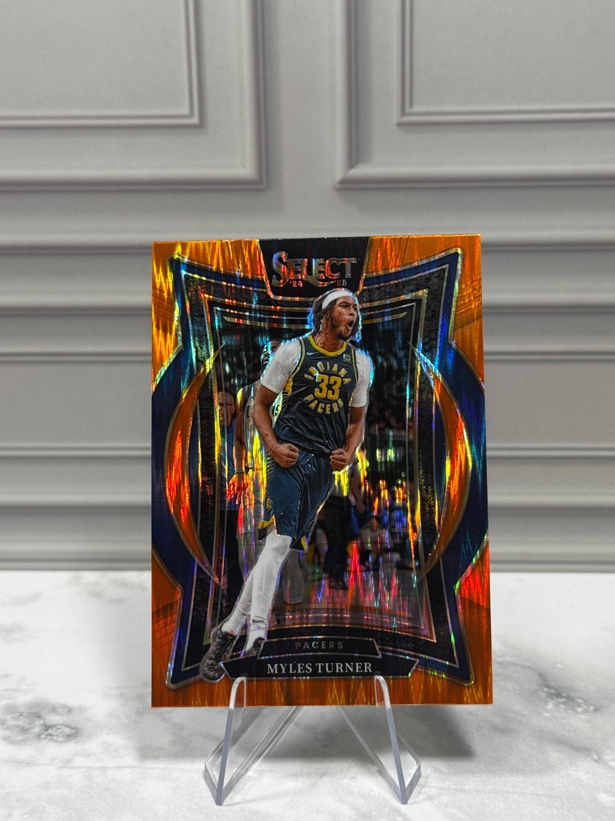 2024-25 Panini Select - #4 Myles Turner Orange Flash Prizm PACERS