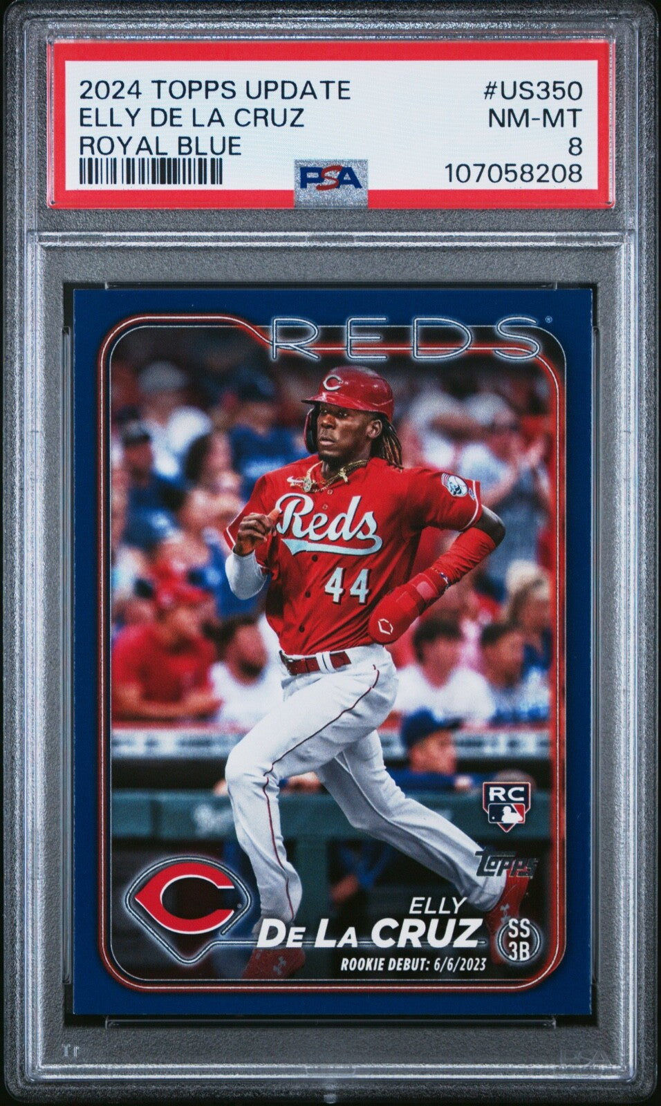 2024 TOPPS UPDATE ROYAL BLUE #US350 ELLY DE LA CRUZ ROOKIE RC PSA 8