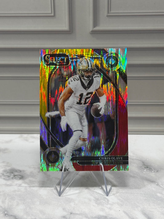 2024 Panini Select - Club Level Chris Olave #237 Red & Yellow Shock Prizm