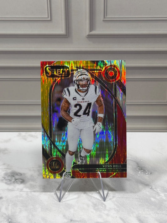 2024 Panini Select - Club Level Vonn Bell #265 Red & Yellow Shock Prizm