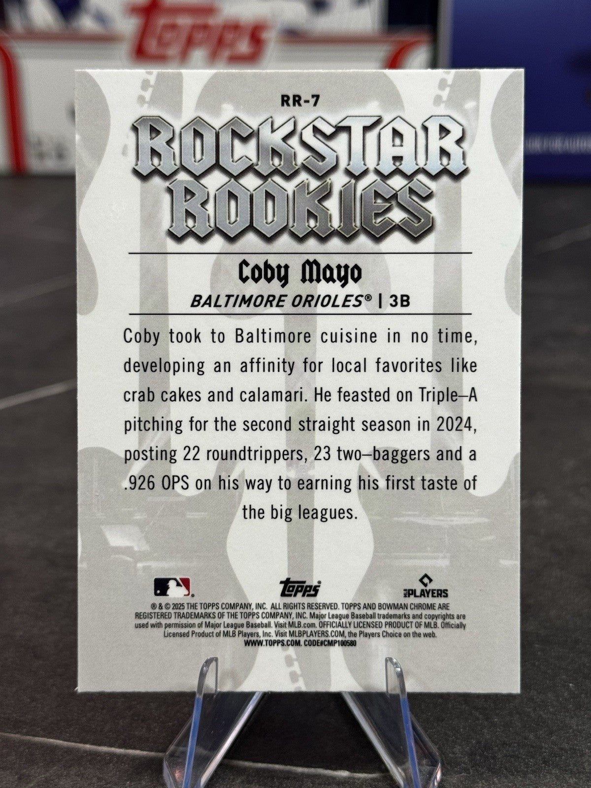 2025 Bowman Chrome Coby Mayo Rockstar Rookies RR-7 Baltimore Orioles RC