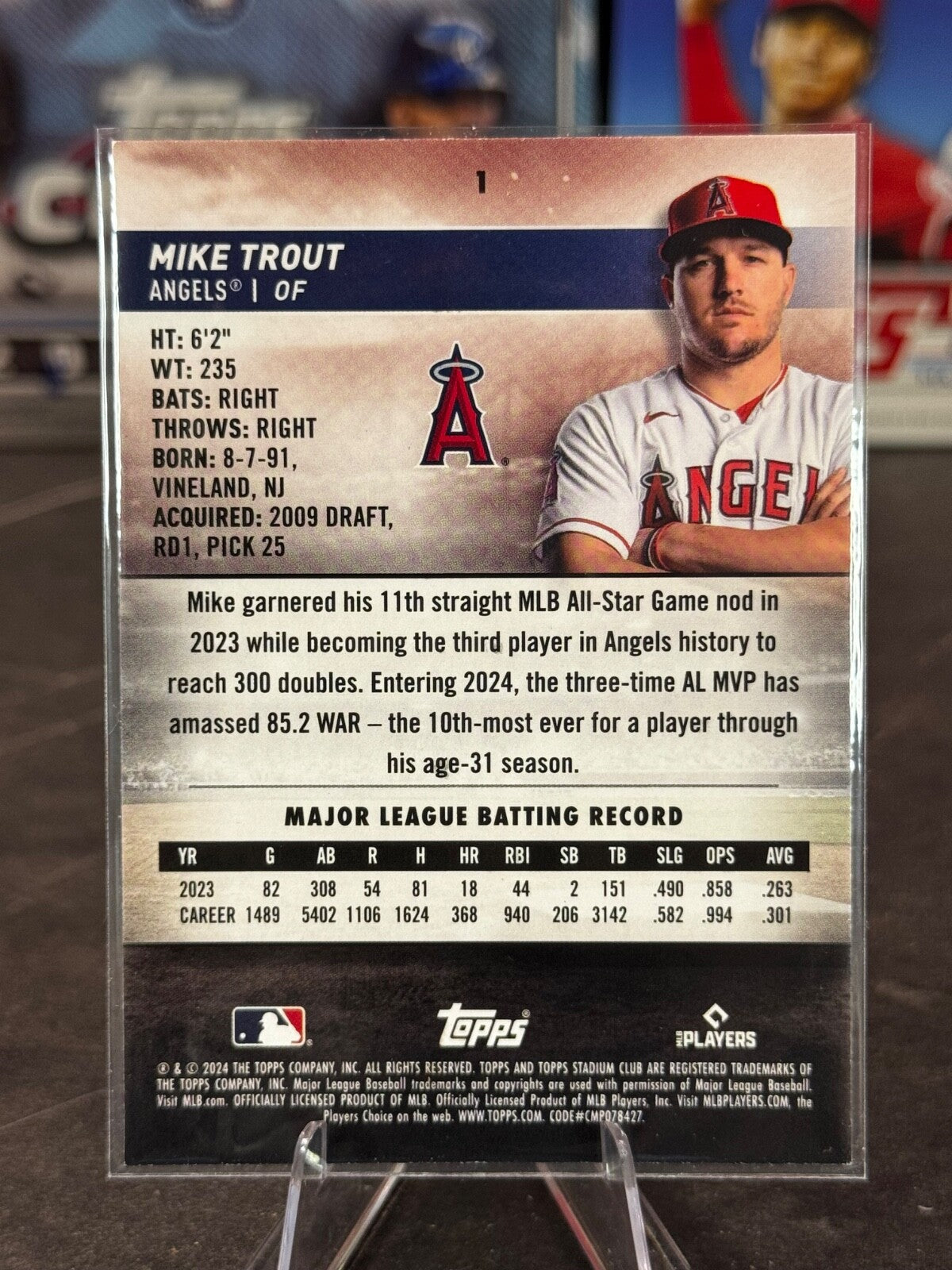 2024 Topps Stadium Club - Mike Trout #1 Pink Foil
