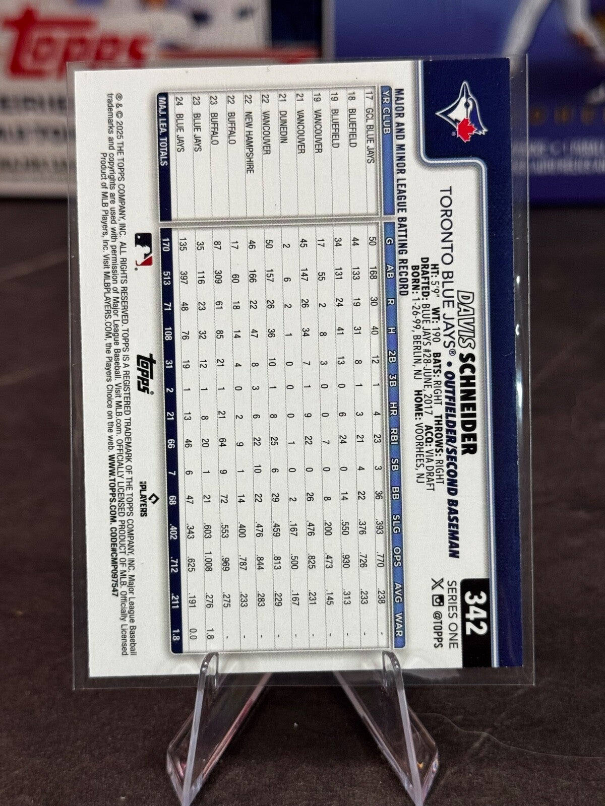 2025 Topps Series 1 - Davis Schneider #342 Aqua Refractor