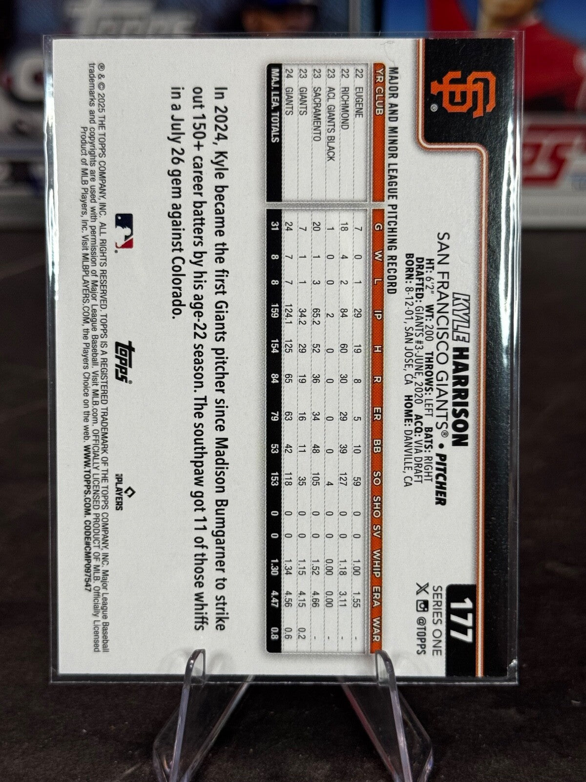 2025 Topps Series 1 - Future Stars Kyle Harrison #177 Diamante Foil