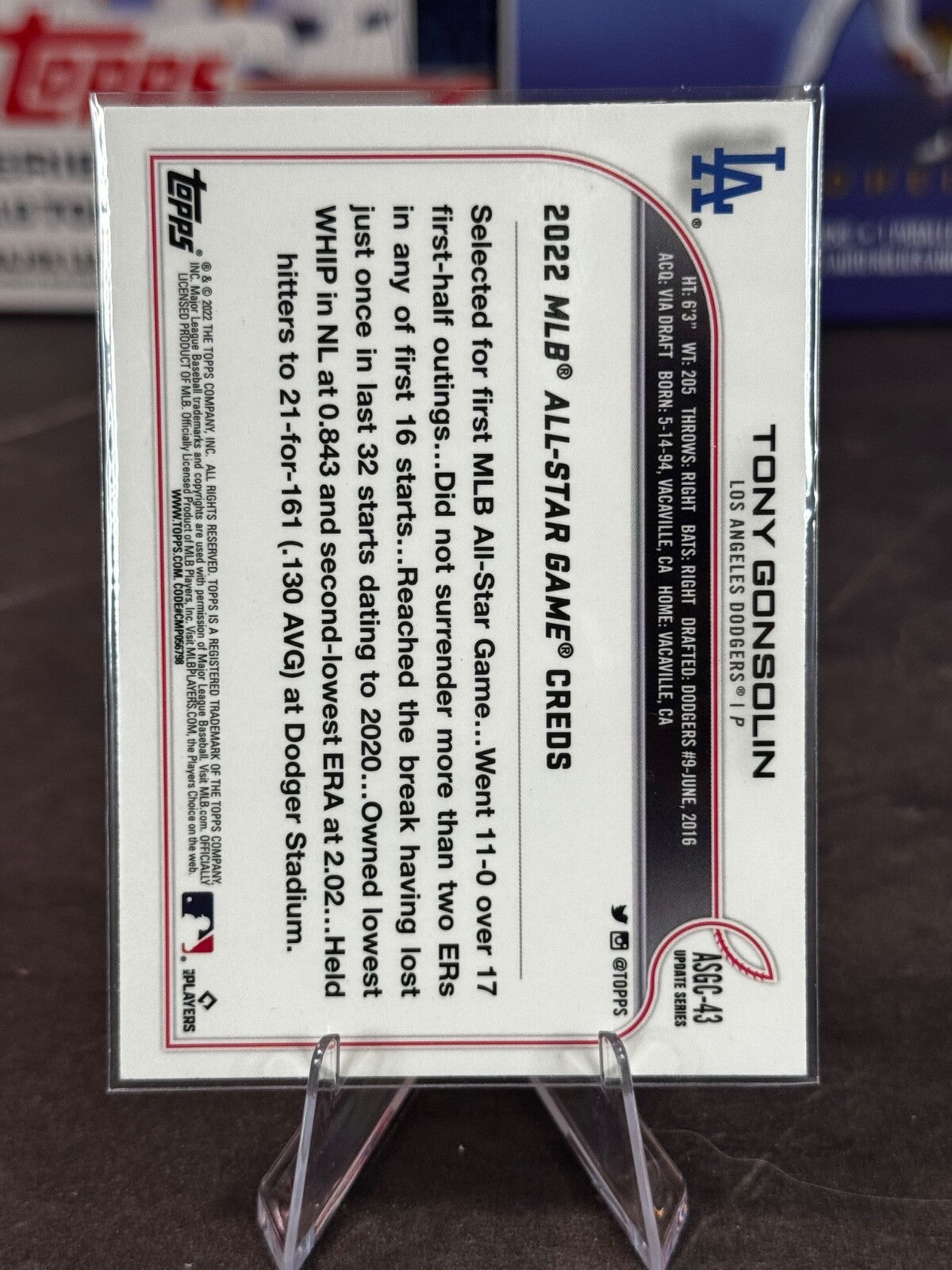 2022 Topps Chrome Update Series - 2022 All-Star Game Tony Gonsolin #ASGC-43