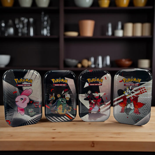 Pokemon Scarlet & Violet Black Bolt & White Flare FOUR (4x) Mini Tins SHIPS FREE
