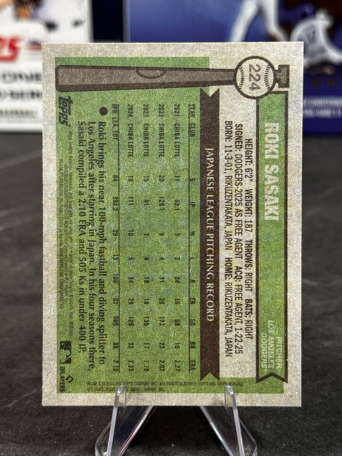  2025 Topps Heritage #224 Roki Sasaki (RC) Rookie - Dodgers