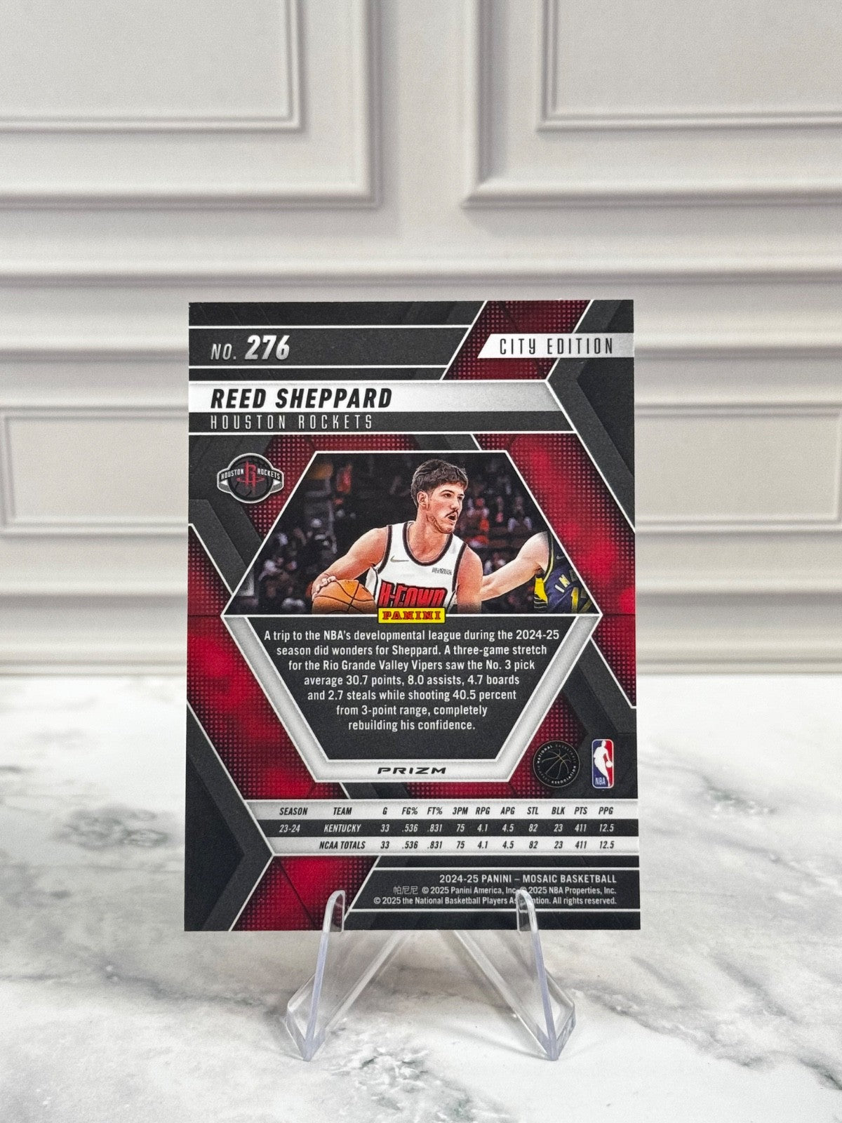 2024-25 Panini Mosaic - City Edition Reed Sheppard #276 Reactive Yellow (RC)