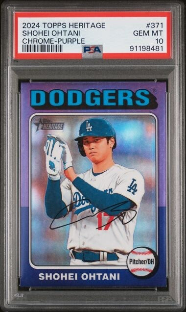2024 Topps Heritage - Shohei Ohtani Chrome-Purple Refractor #371 PSA 10 Gem Mint