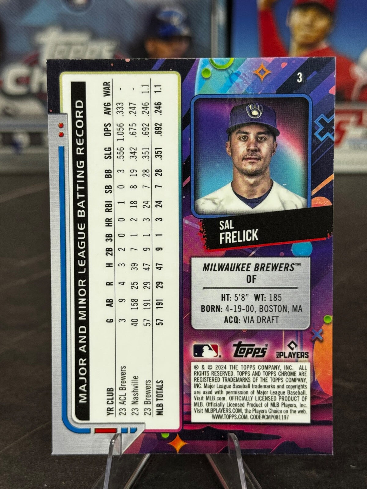 2024 Topps Cosmic Chrome - Sal Frelick #3 (RC)
