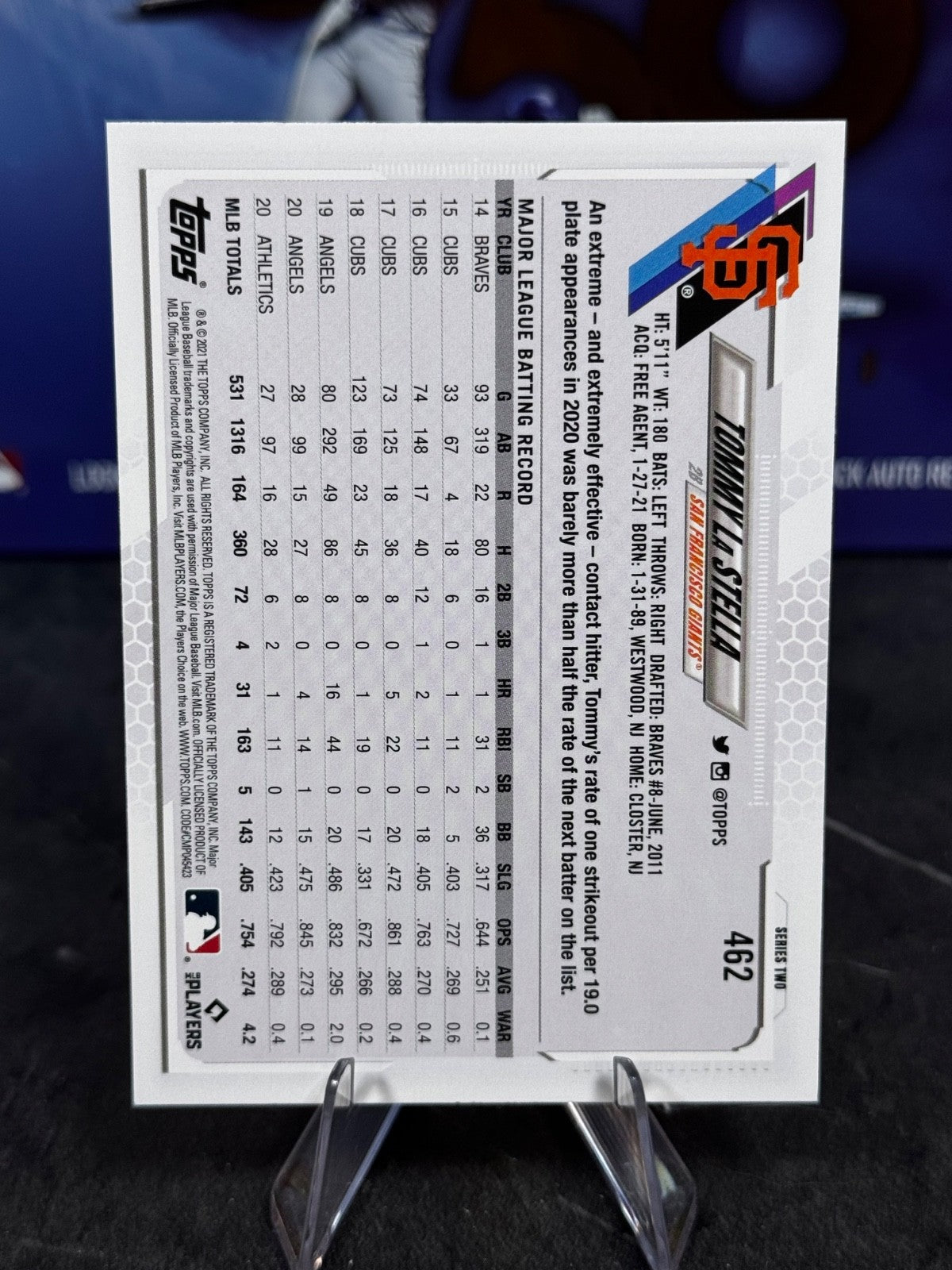 2021 Topps - Tommy La Stella Blue Border #462