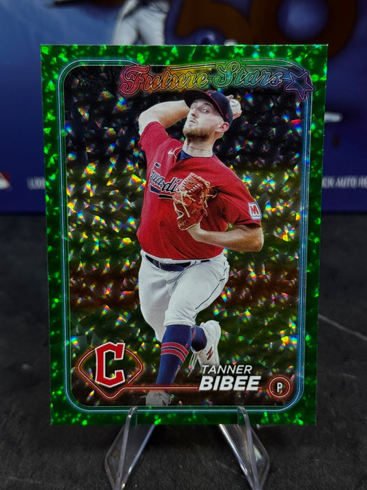 2024 Topps Series 2 - Future Stars Tanner Bibee #437 Green Crackle Foil /499
