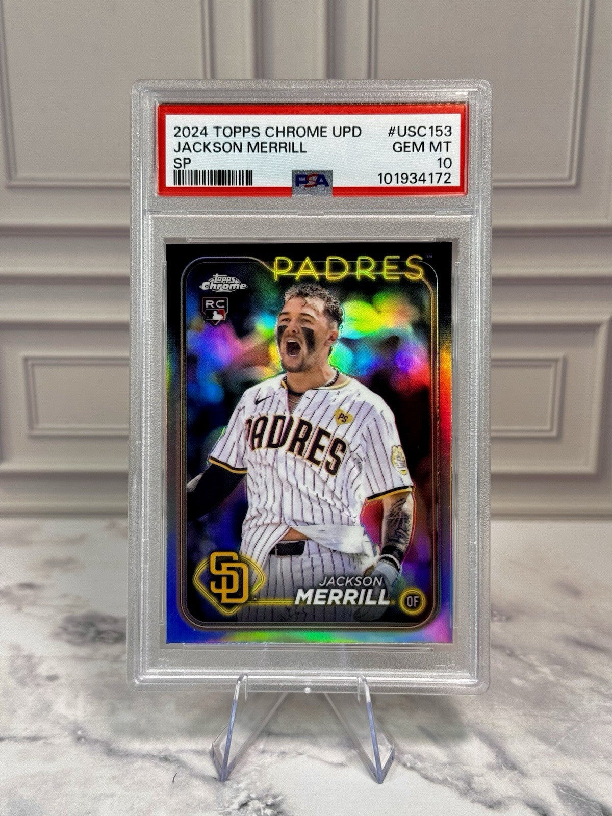2024 Topps Chrome Update - Jackson Merrill Rookie Image Variation SP (RC) PSA 10