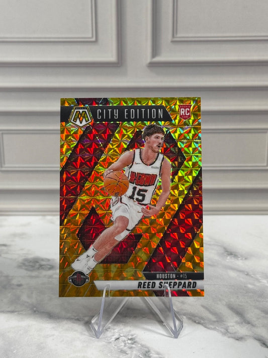 2024-25 Panini Mosaic - City Edition Reed Sheppard #276 Reactive Yellow (RC)