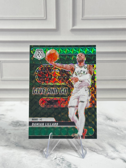 2024-25 Panini Mosaic - Damian Lillard Give and Go Green Prizm #14