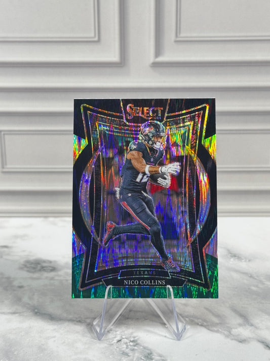 2024 Panini Select - Concourse Nico Collins #86 Black & Green Shock Prizm