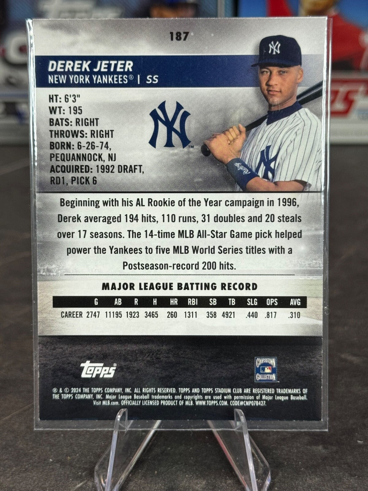 2024 Topps Stadium Club - Derek Jeter #187 Pink Foil