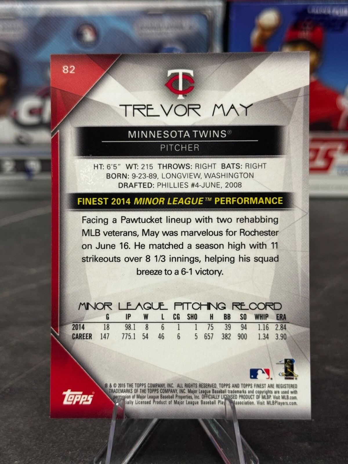 2015 Topps Finest - #82 Trevor May /250